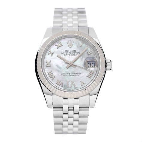 rolex oyster perpetual datejust mother of pearl diamond watch|Rolex Datejust 31mm diamond bezel.